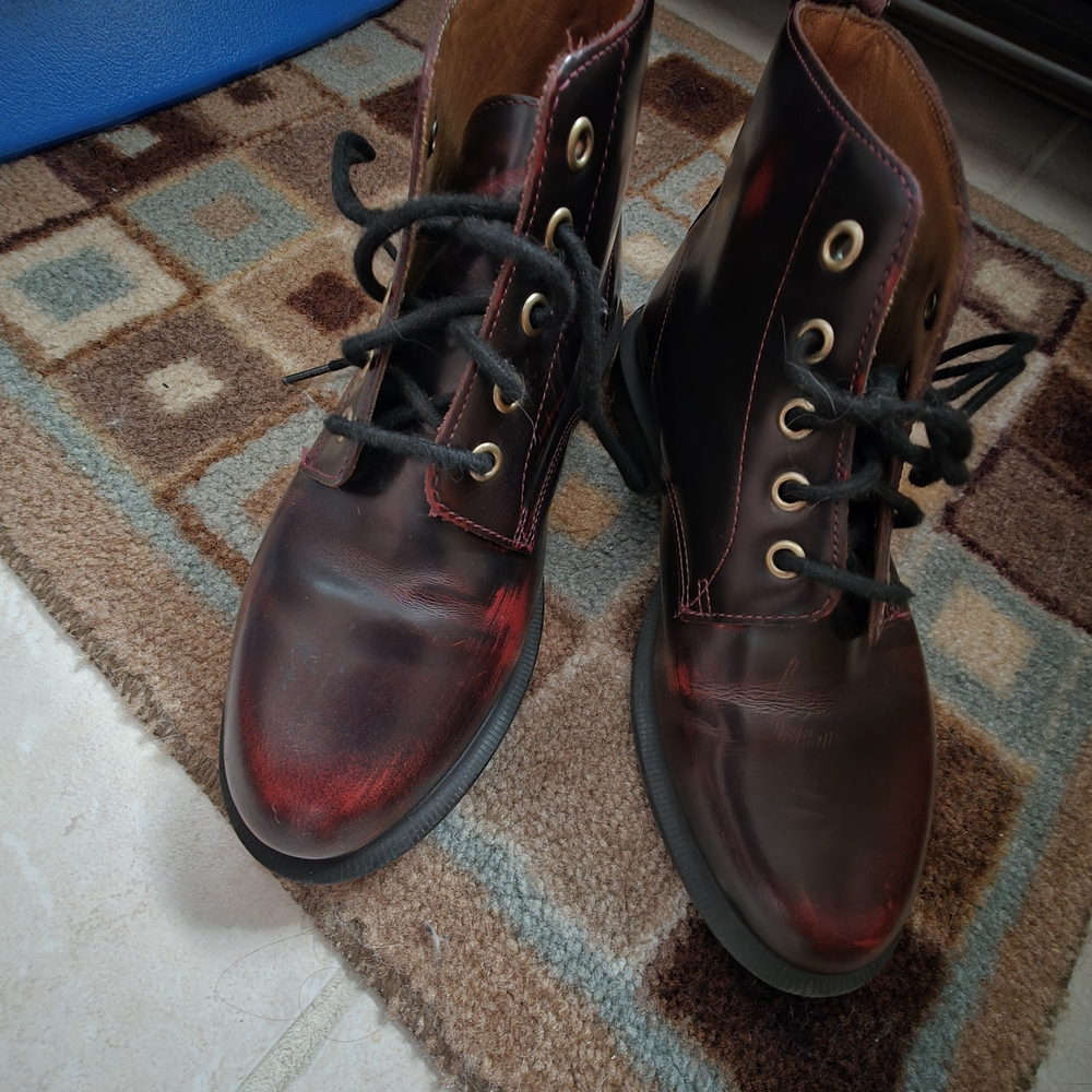 Dr. Martens Cherry Arcadia Emmeline Leather Boots UK4 US6